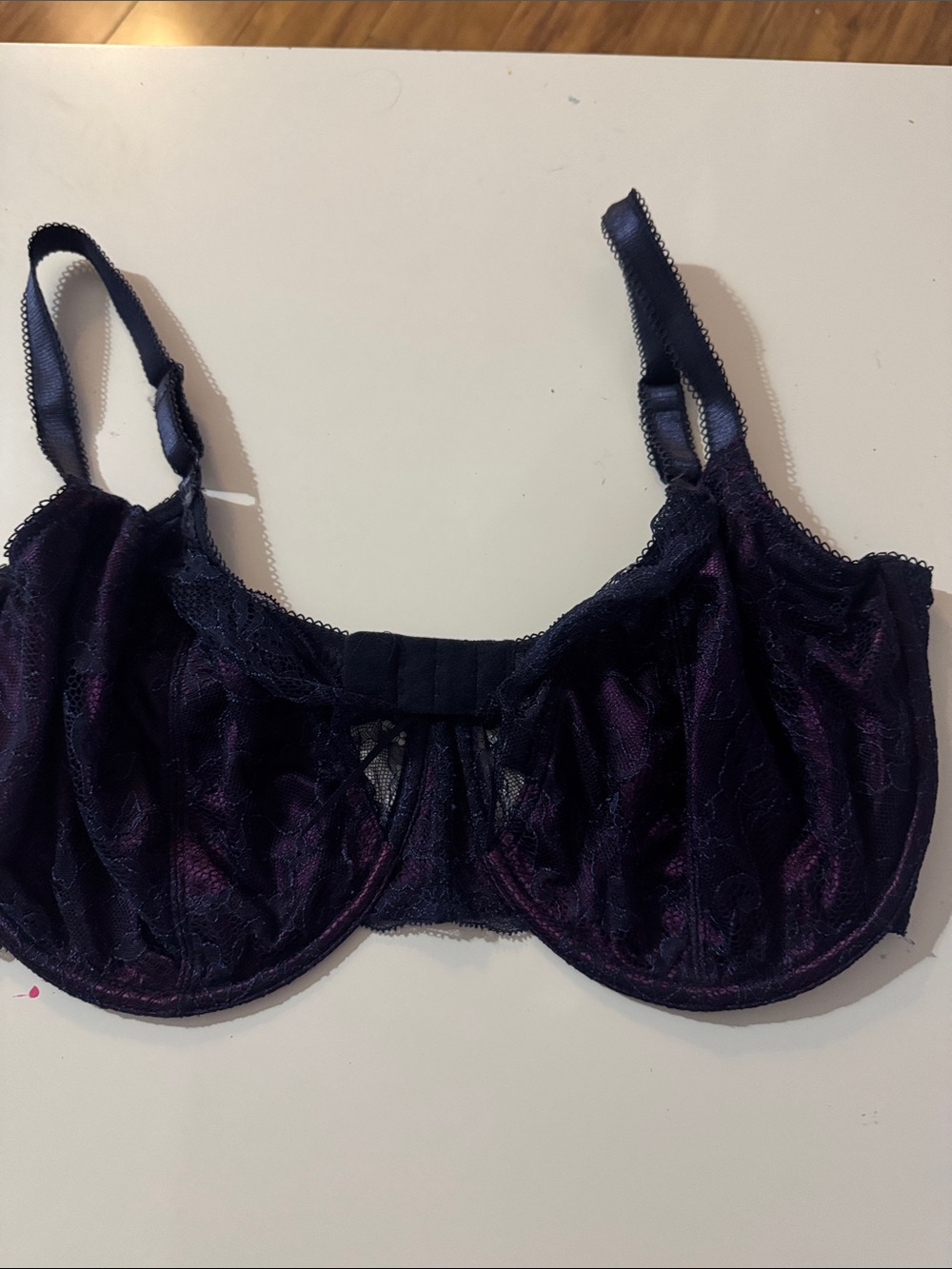 Panache Lace Underwire Bra in Dark Purple and Black